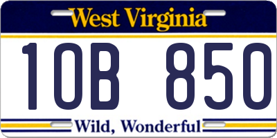 WV license plate 1OB850