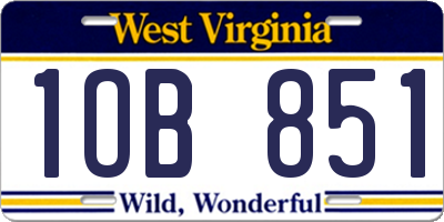 WV license plate 1OB851