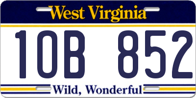 WV license plate 1OB852
