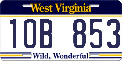 WV license plate 1OB853