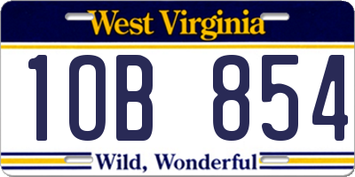 WV license plate 1OB854