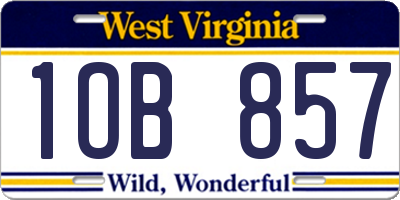 WV license plate 1OB857
