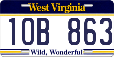 WV license plate 1OB863