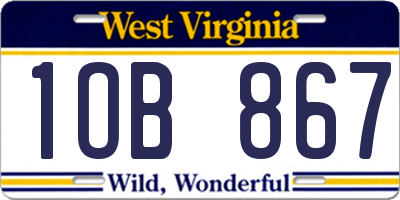 WV license plate 1OB867