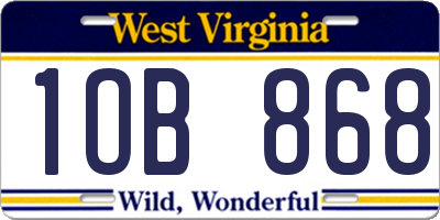 WV license plate 1OB868