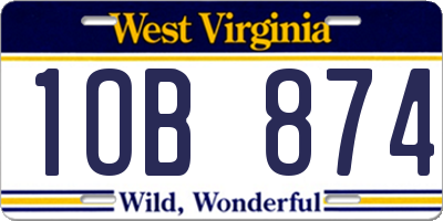 WV license plate 1OB874