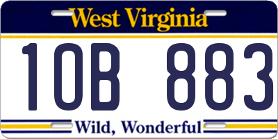 WV license plate 1OB883