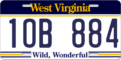 WV license plate 1OB884