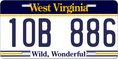 WV license plate 1OB886