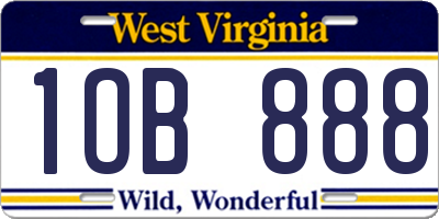 WV license plate 1OB888