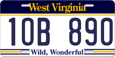 WV license plate 1OB890