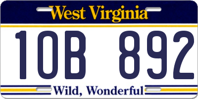 WV license plate 1OB892