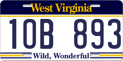 WV license plate 1OB893