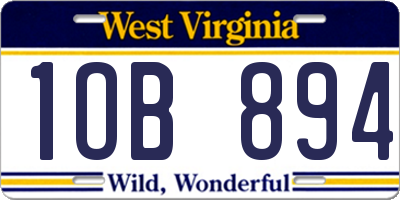 WV license plate 1OB894