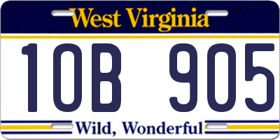 WV license plate 1OB905