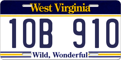 WV license plate 1OB910