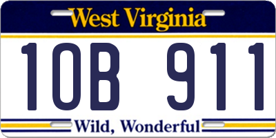 WV license plate 1OB911