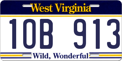 WV license plate 1OB913