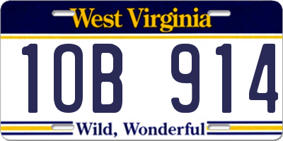 WV license plate 1OB914