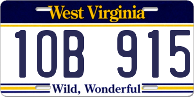 WV license plate 1OB915