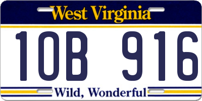 WV license plate 1OB916