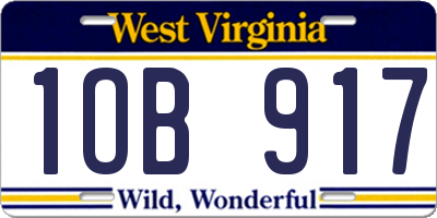 WV license plate 1OB917
