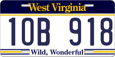 WV license plate 1OB918
