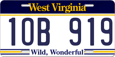 WV license plate 1OB919