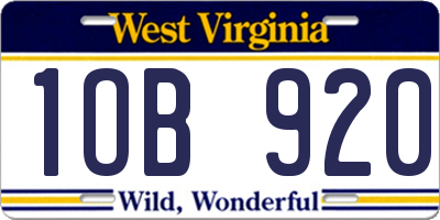 WV license plate 1OB920