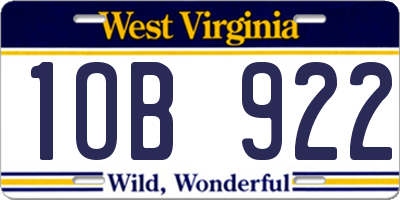 WV license plate 1OB922