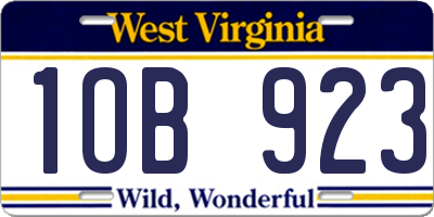 WV license plate 1OB923