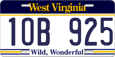 WV license plate 1OB925
