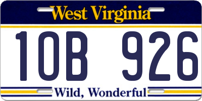 WV license plate 1OB926