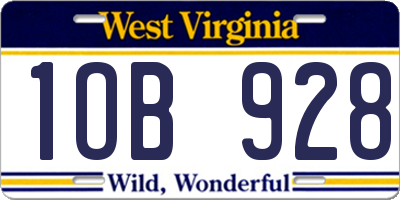 WV license plate 1OB928