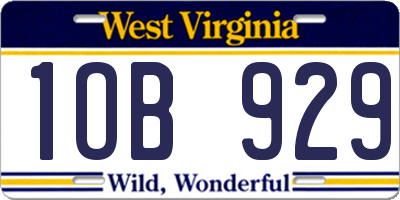 WV license plate 1OB929