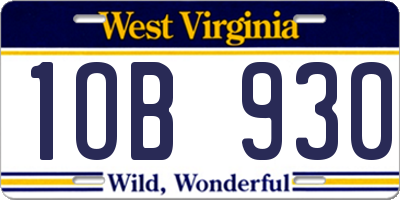 WV license plate 1OB930
