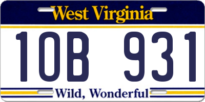 WV license plate 1OB931
