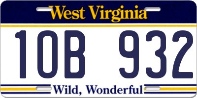 WV license plate 1OB932