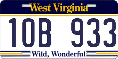 WV license plate 1OB933