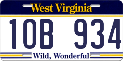 WV license plate 1OB934