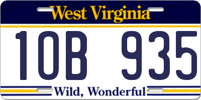 WV license plate 1OB935