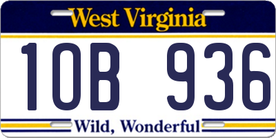 WV license plate 1OB936