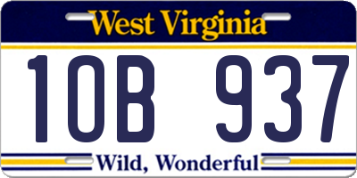 WV license plate 1OB937