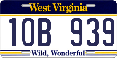 WV license plate 1OB939