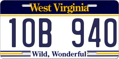 WV license plate 1OB940