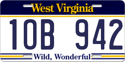 WV license plate 1OB942