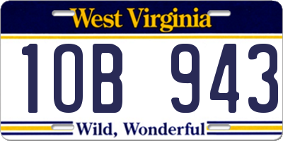 WV license plate 1OB943