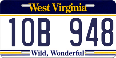 WV license plate 1OB948