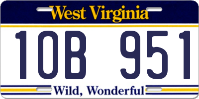 WV license plate 1OB951