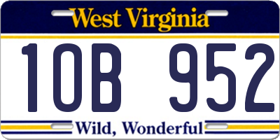 WV license plate 1OB952